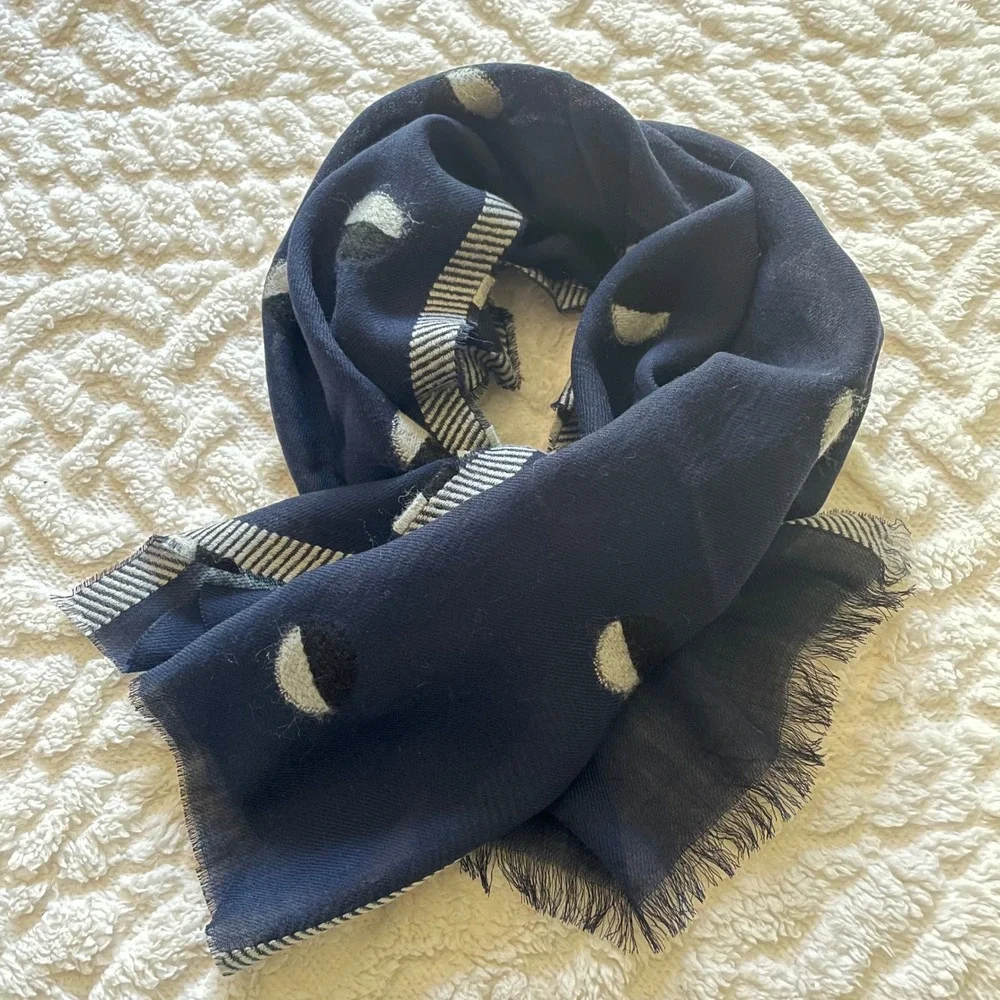 Alliance Merchandising Navy Blue Acrylic Wool‎ Nylon Dot Scarf